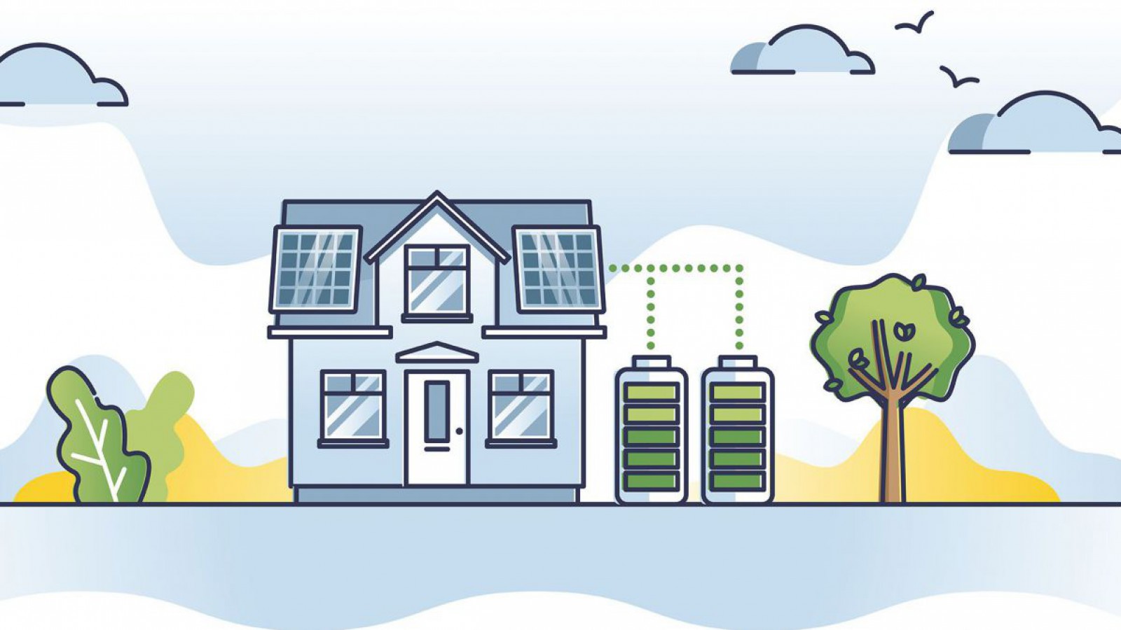 Haus mit PV-Anlage und Stromspeicher