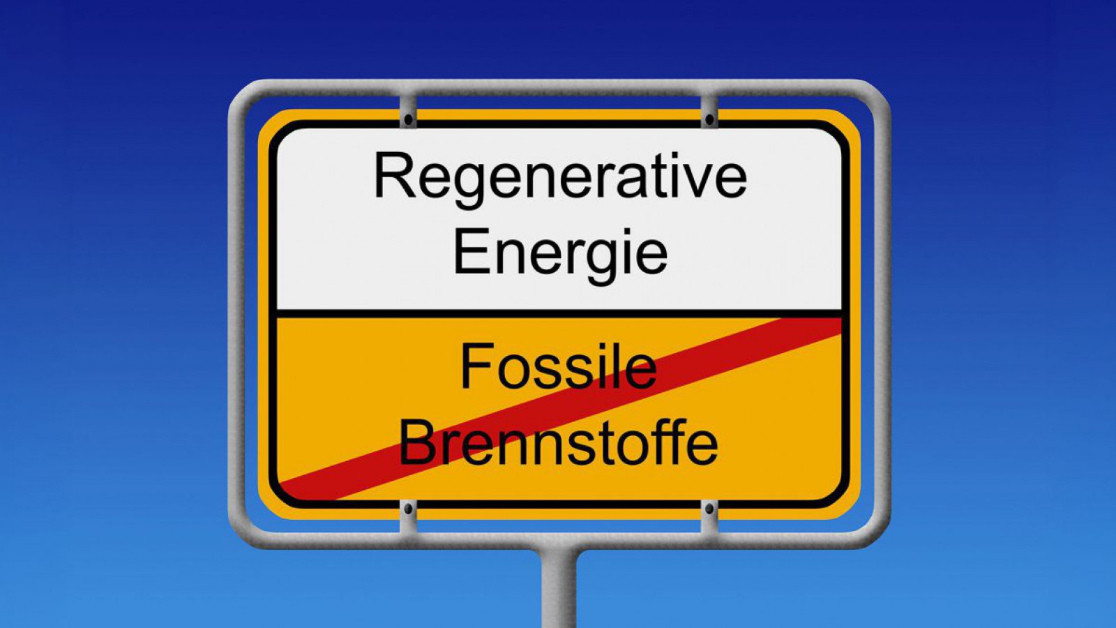 Schild regenerative Energie ohne fossile Brennstoffe
