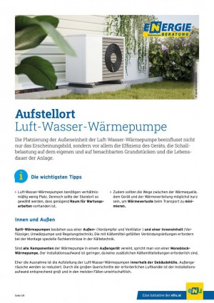 Infoblatt Aufstellort Luft-Wasser-Wärmepumpe