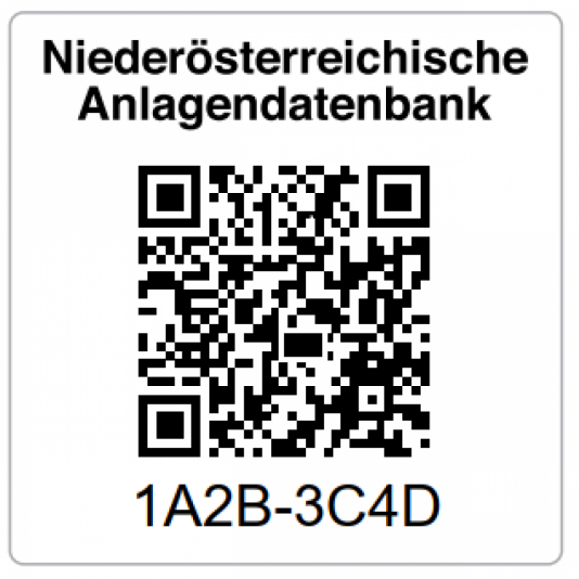 Beispiel für ein Anlagenetikett mit QR-Code