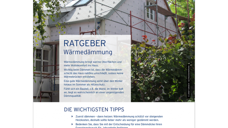 Cover des Ratgebers Wärmedämmung