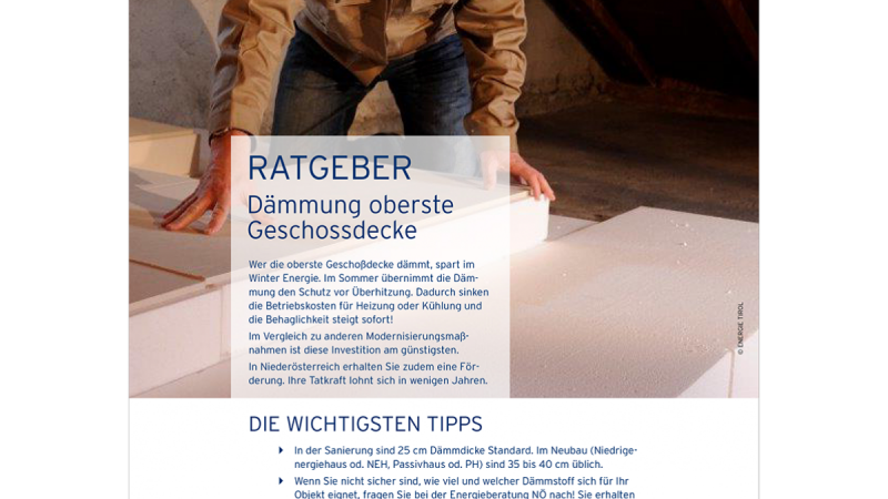 Cover des Ratgebers Dämmung der obersten Geschossdecke