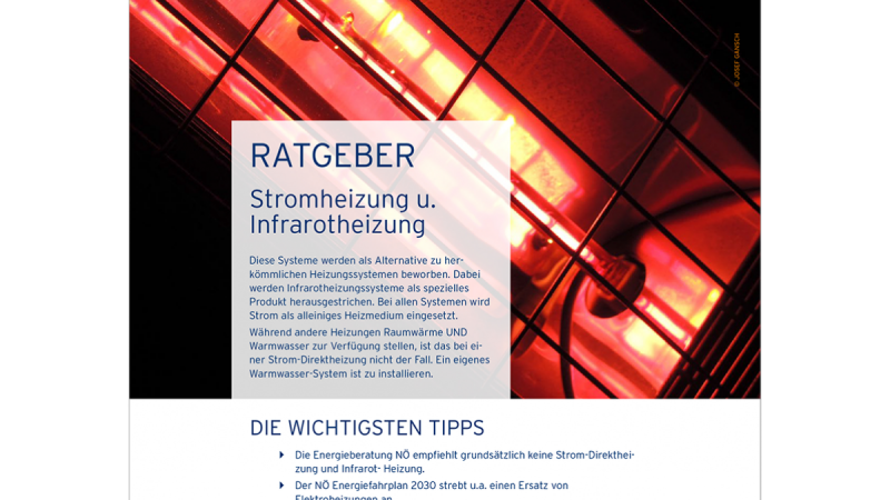 Cover des Ratgebers Stromheizung und Infrarotheizung